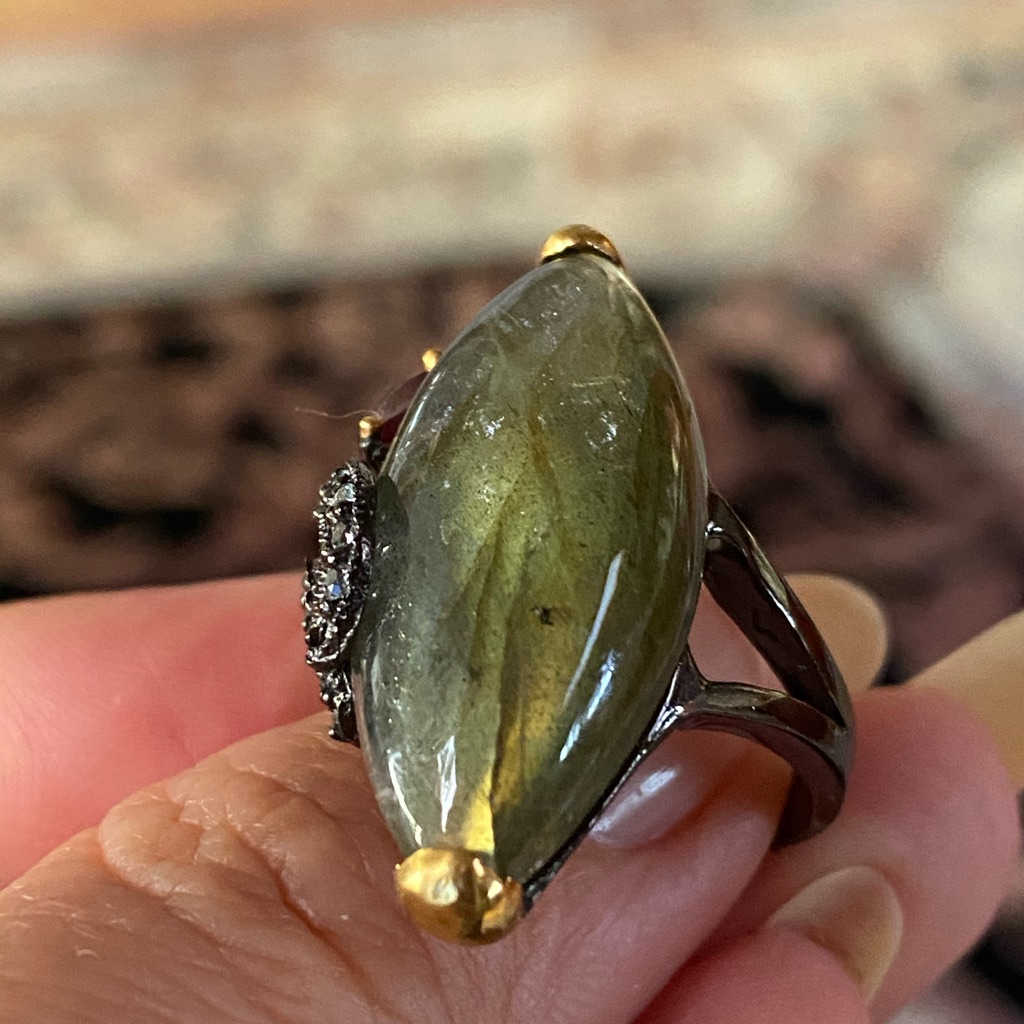 Classy Genuine Labradorite Ring With Gemstones